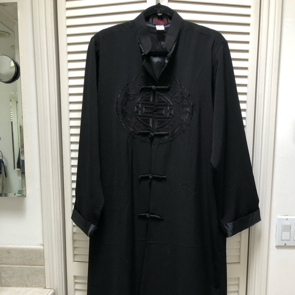 Long black ankle length light weight coat